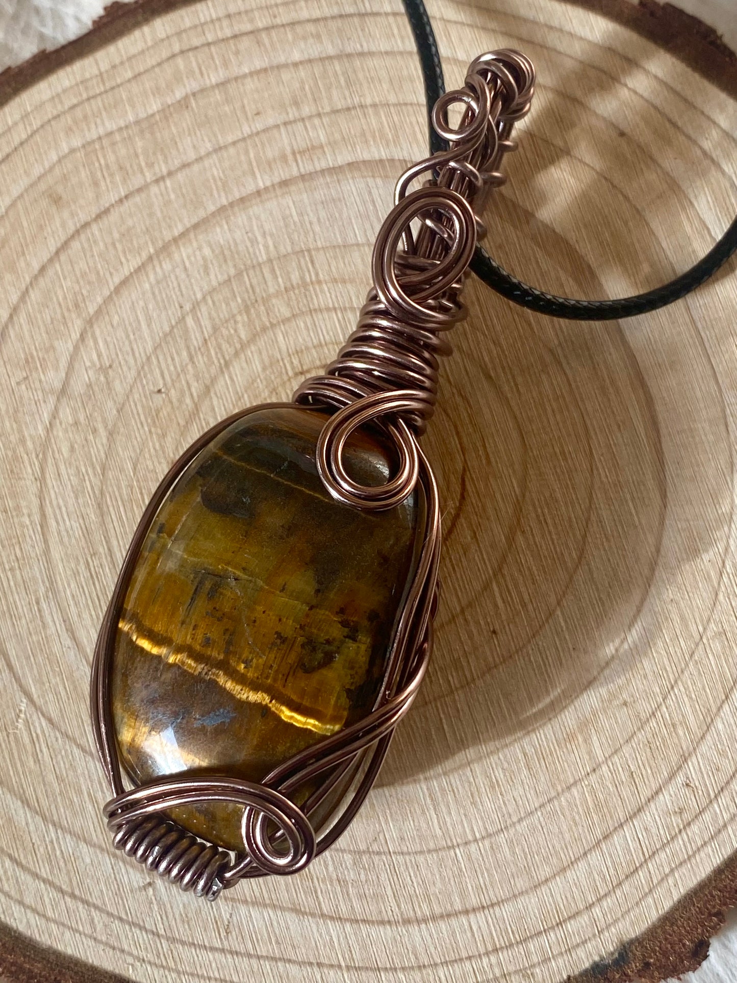 Wire wrapped Tiger’s Eye pendant