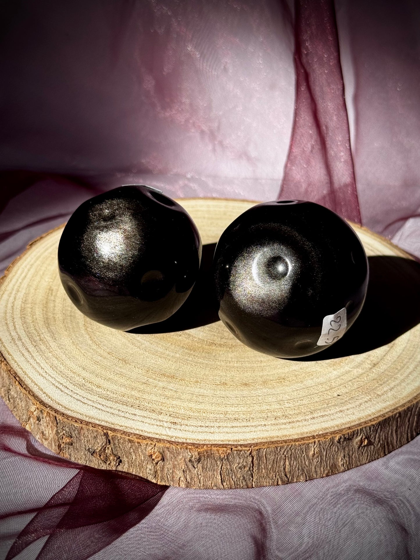 Silver Sheen Obsidian Full Moon Spheres