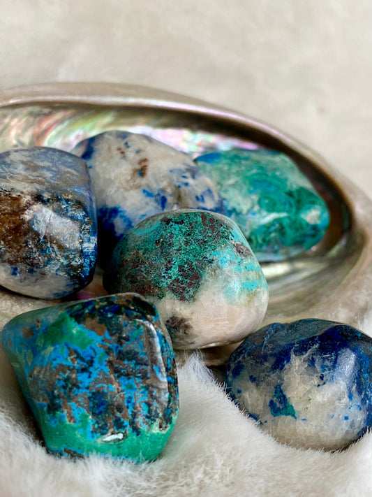 Azurite with Chrysocolla and Malachite tumbles