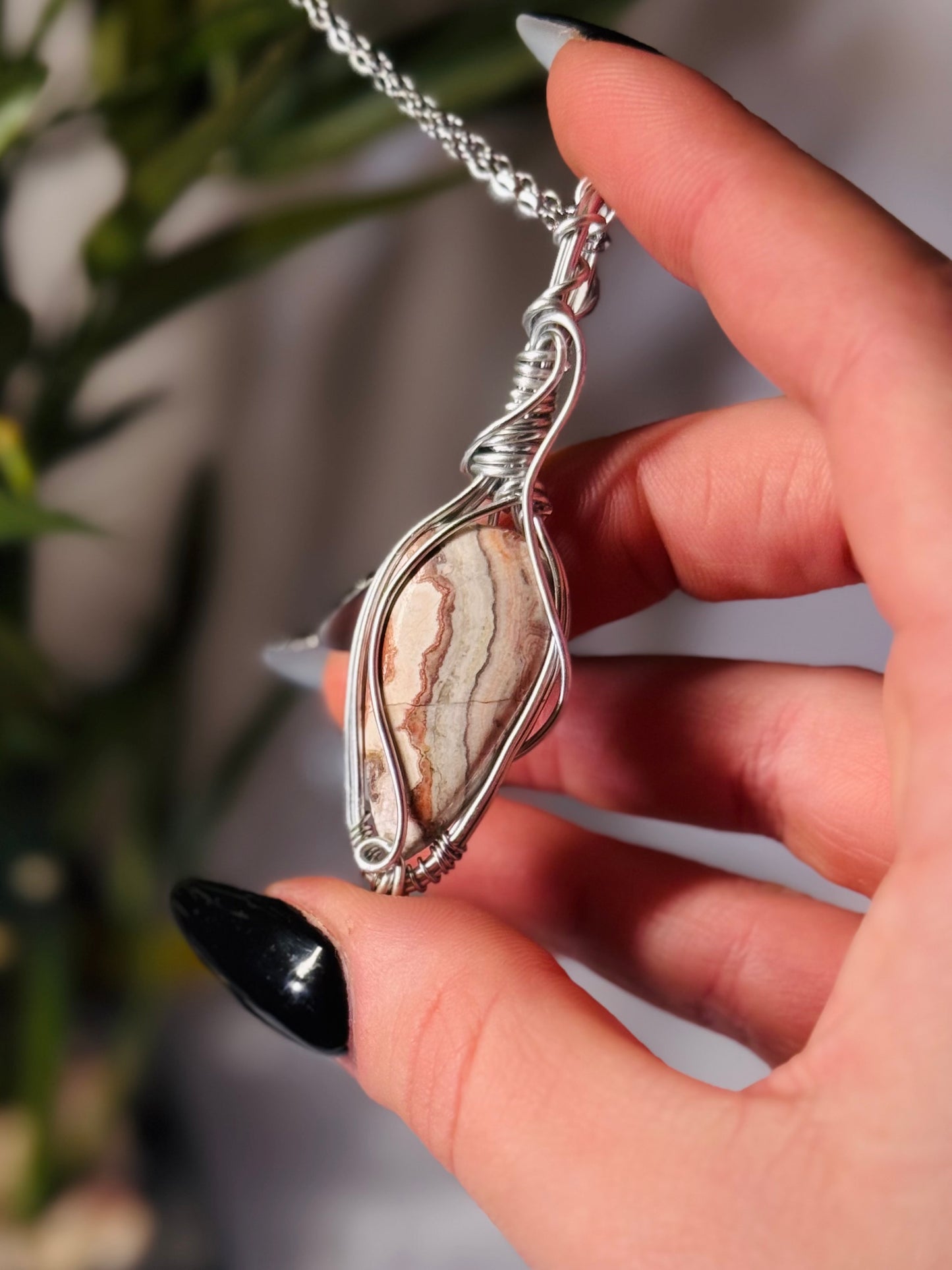 Pink Crazy Lace Agate - Wire wrapped pendants