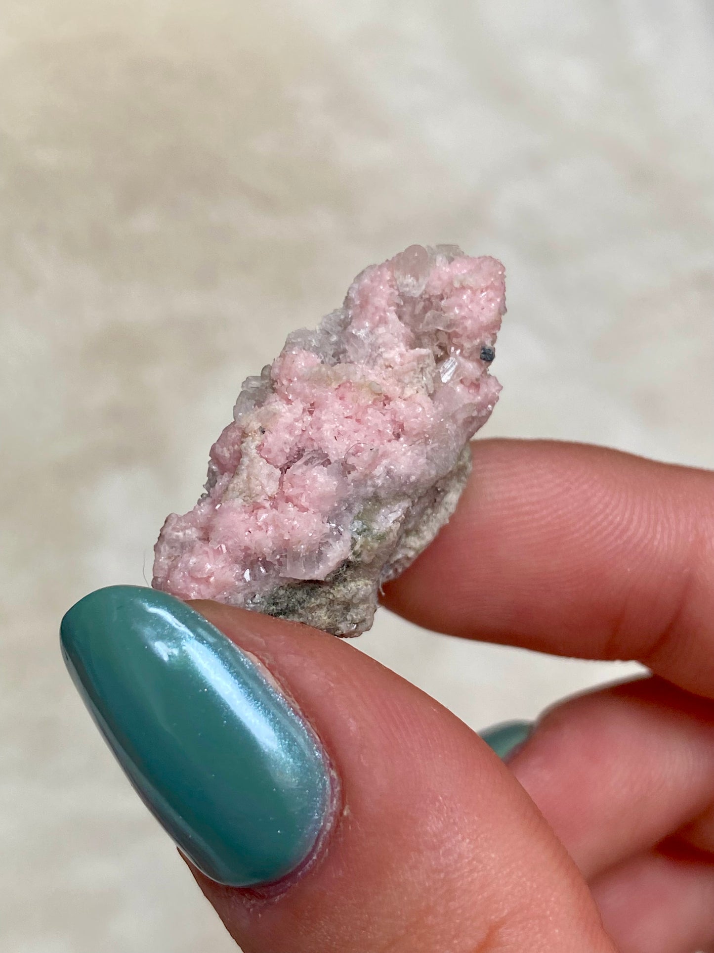 Bulgarian Rhodochrosite with Stilbite, Pyrite and Quartz inclusions