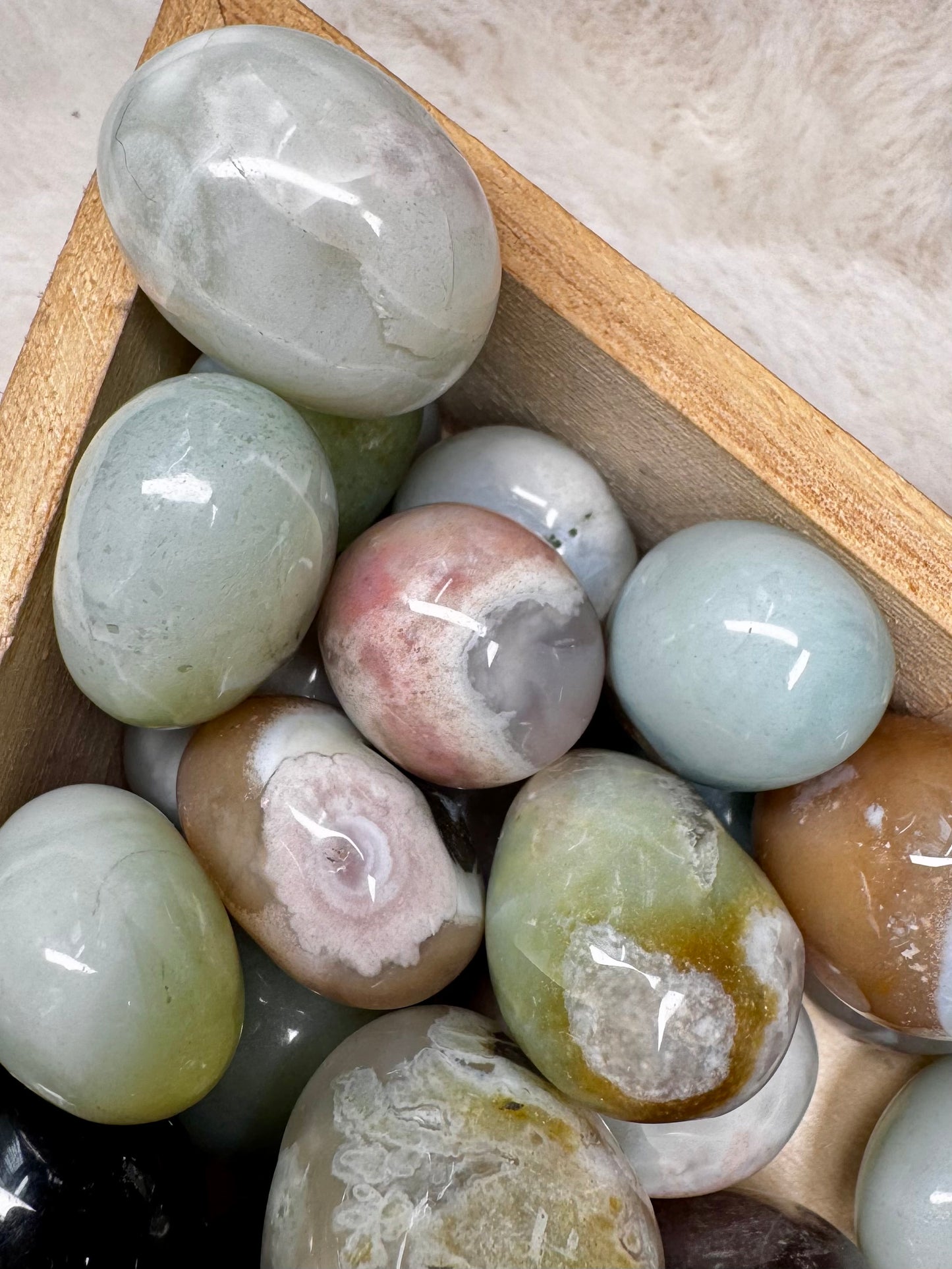 Green Flower Agate Tumble stones | Intuitively chosen