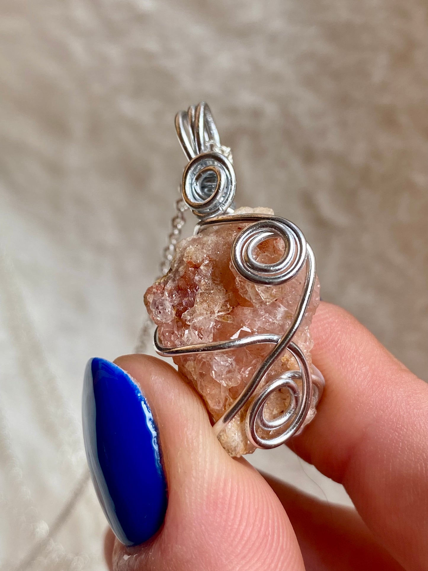 Wire wrapped Pink Amethyst Pendants