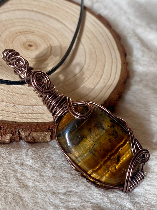 Wire wrapped Tiger’s Eye pendant