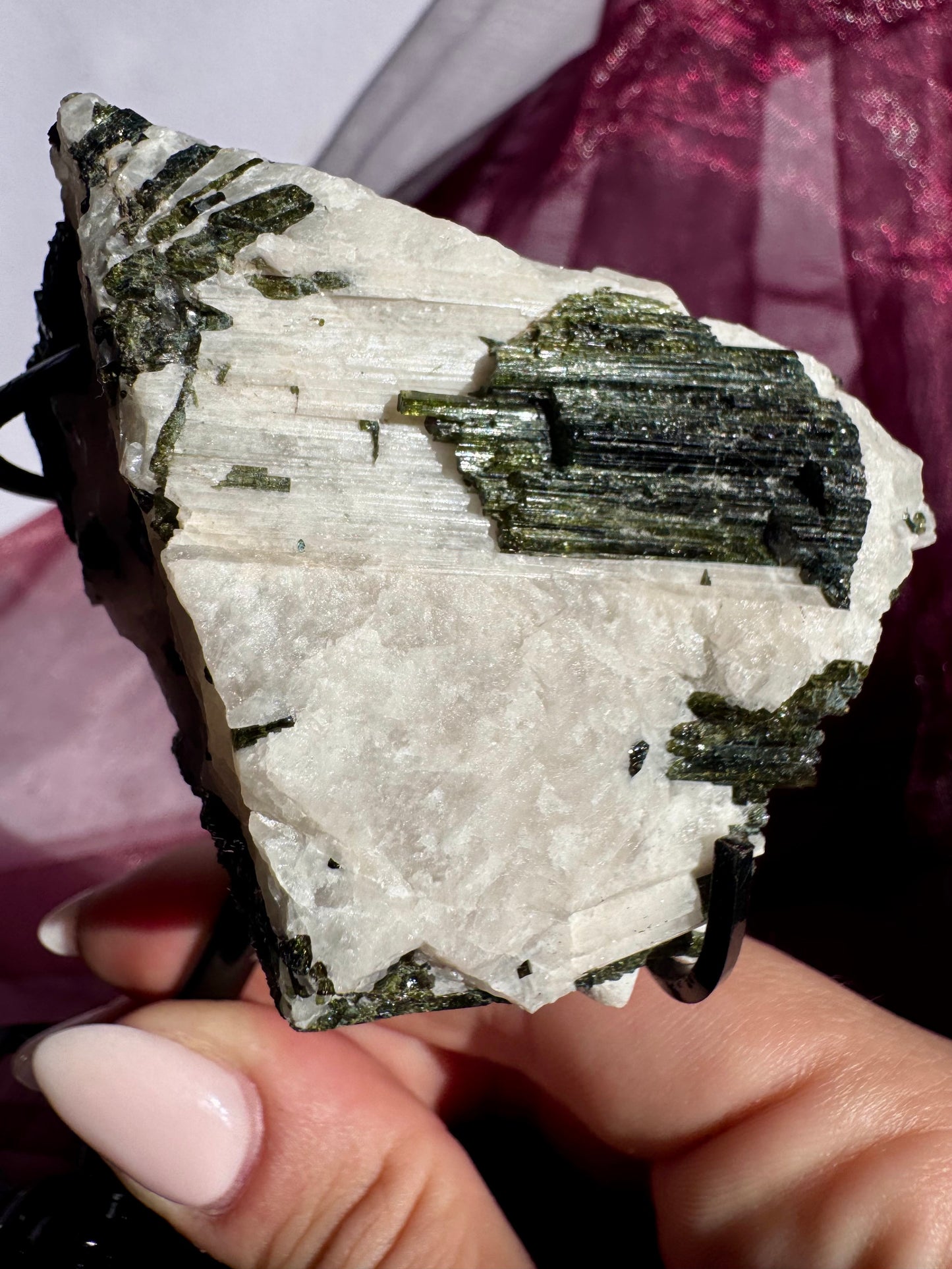 Green Tourmaline (Verdelite) on Quartz Matrix