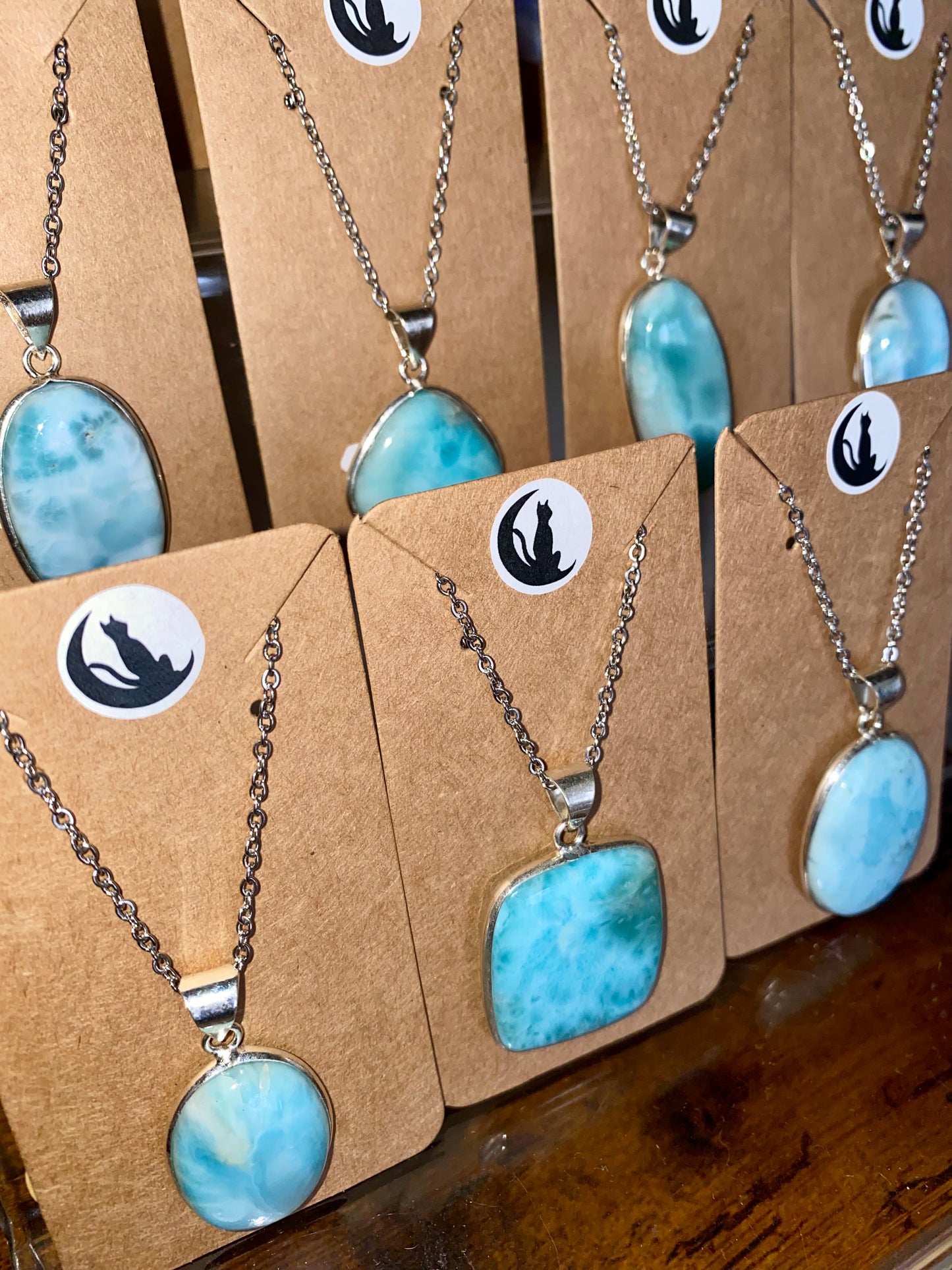 Larimar Silver plated brass pendants (silver 925 coated brass)