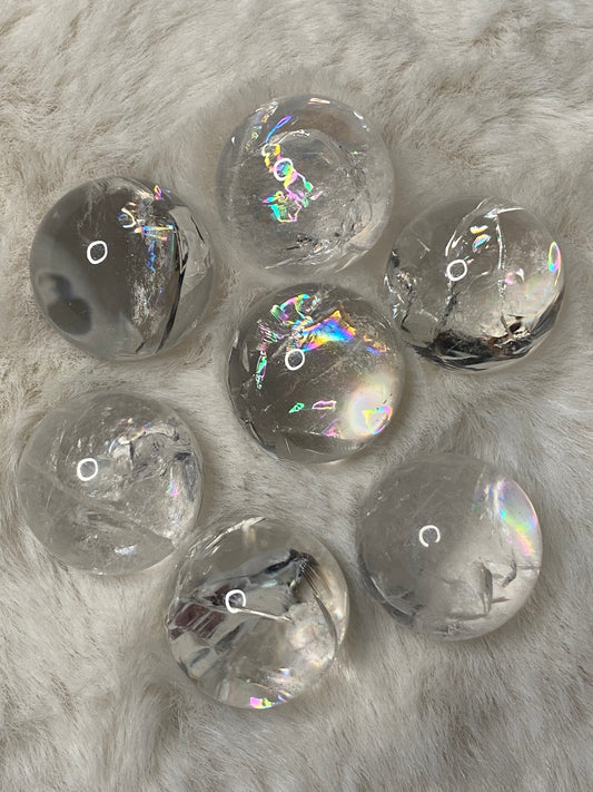 Clear Quartz Rainbowy mini spheres